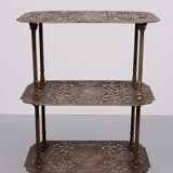 Antique Ornate Cast Iron French Brass 3 tier side table.