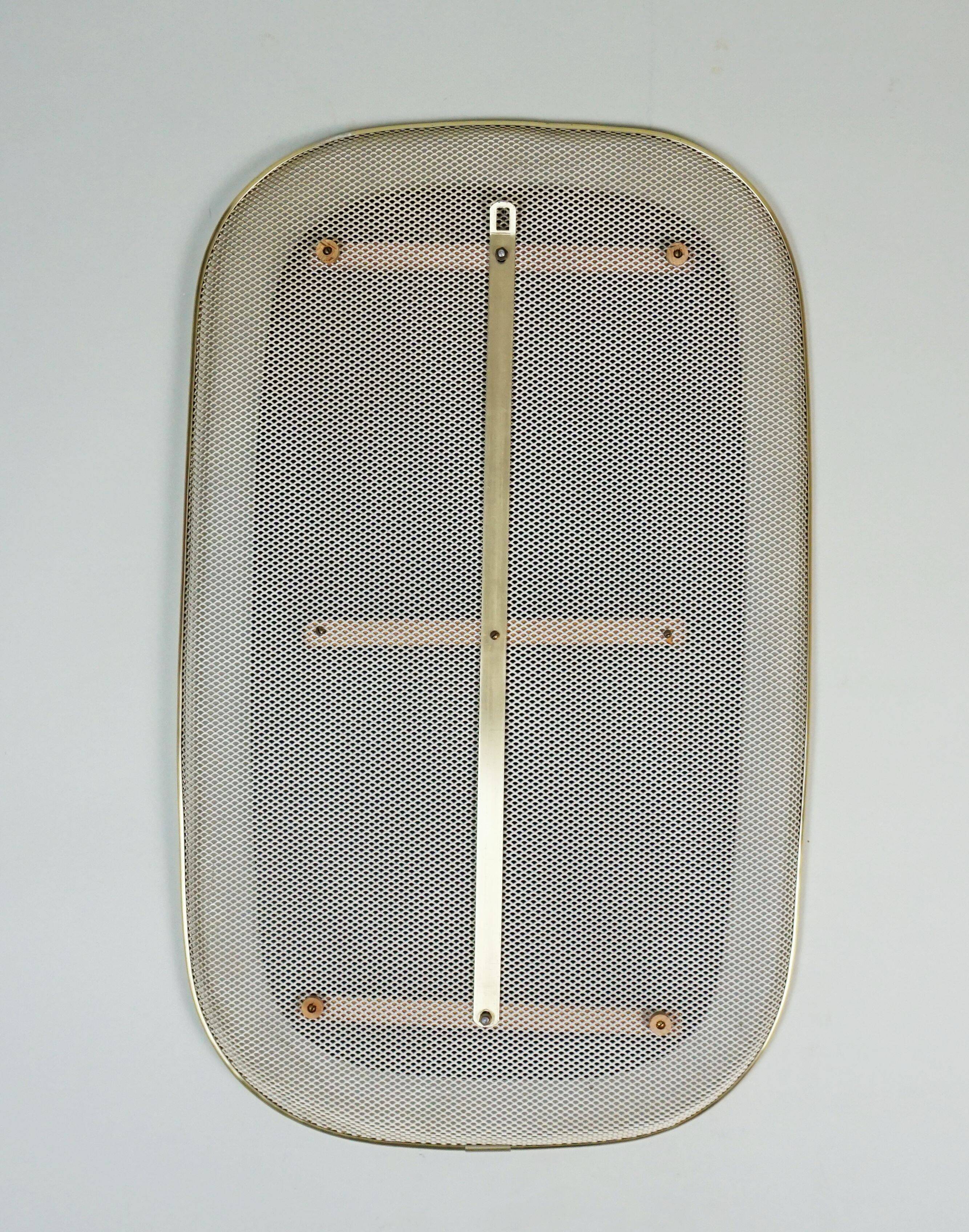 beautiful 1950's mid century modern WALL MIRROR wire mesh frame and brass