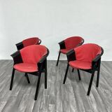 Modern Chairs in Lacquered Wood and Fabric from Pozzi & Verga, 1970s, Set of 4