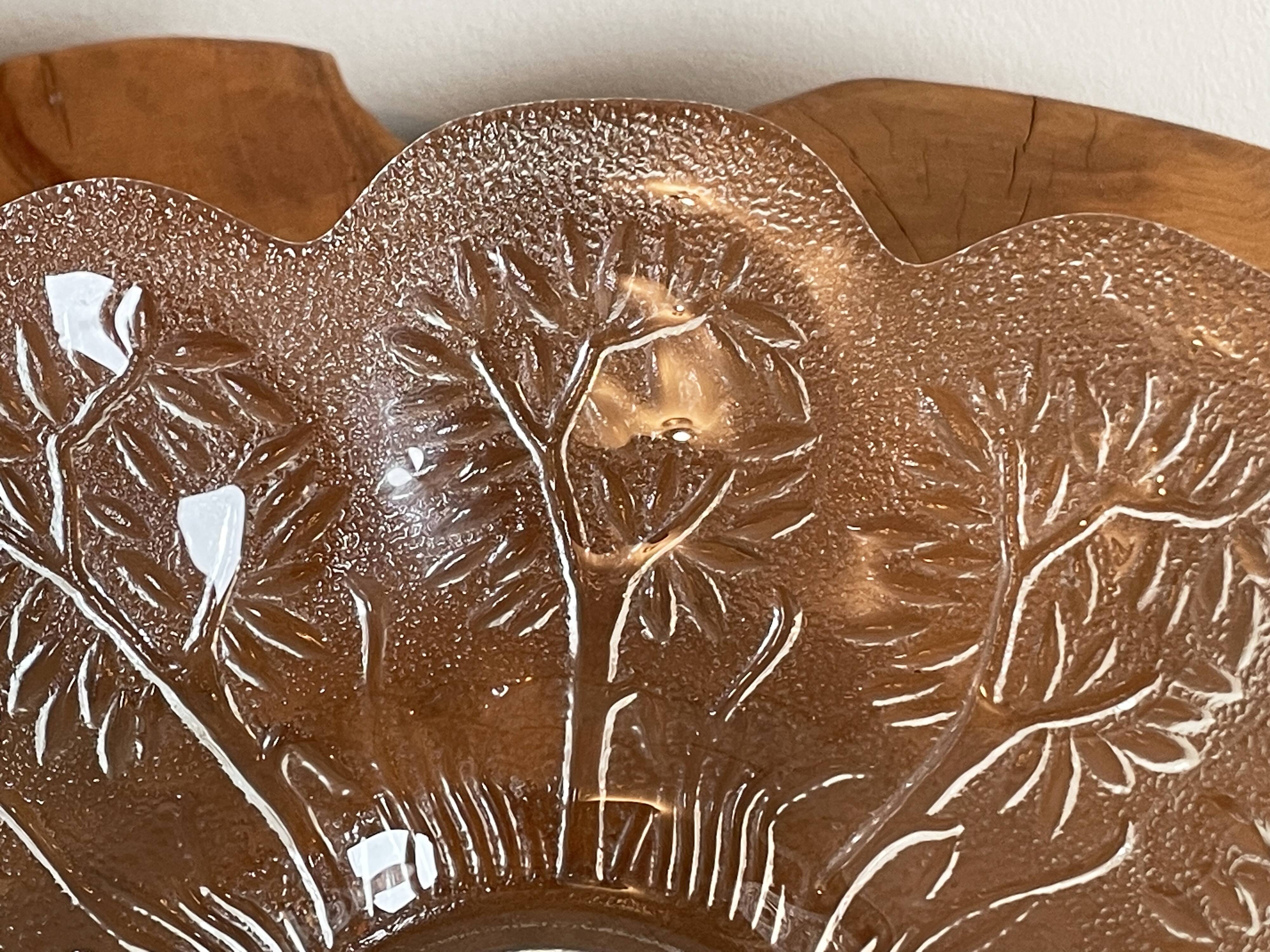 East German (GDR, probably Lausitzer) Crystal Glass Serving Bowl with Tree Motif