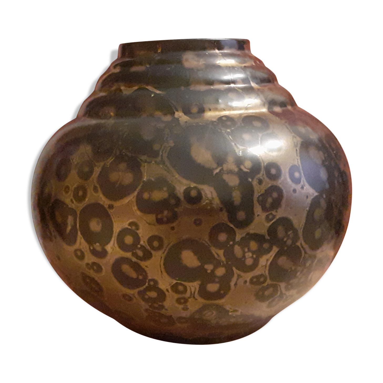 Brisdoux vase in iridescent ceramic gold and black