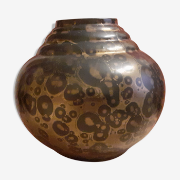 Vase Brisdoux en céramique irisé or et noir