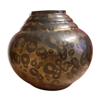 Vase Brisdoux en céramique irisé or et noir