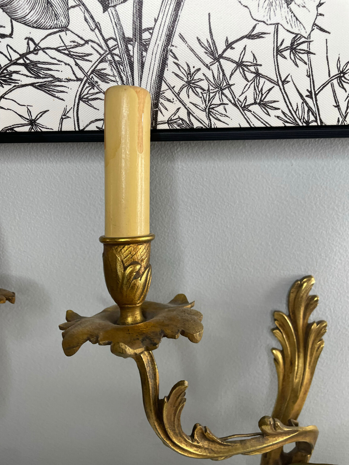 2 antique wall sconces in gilded bronze, Louis XV style