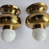 Pair of Brass Flush Mounts, Italy, 1970s