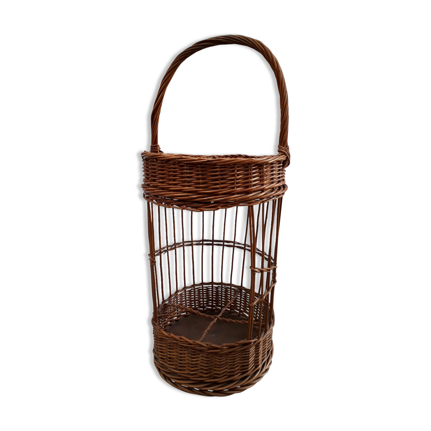 Bottle holder, mini bar, vintage wicker