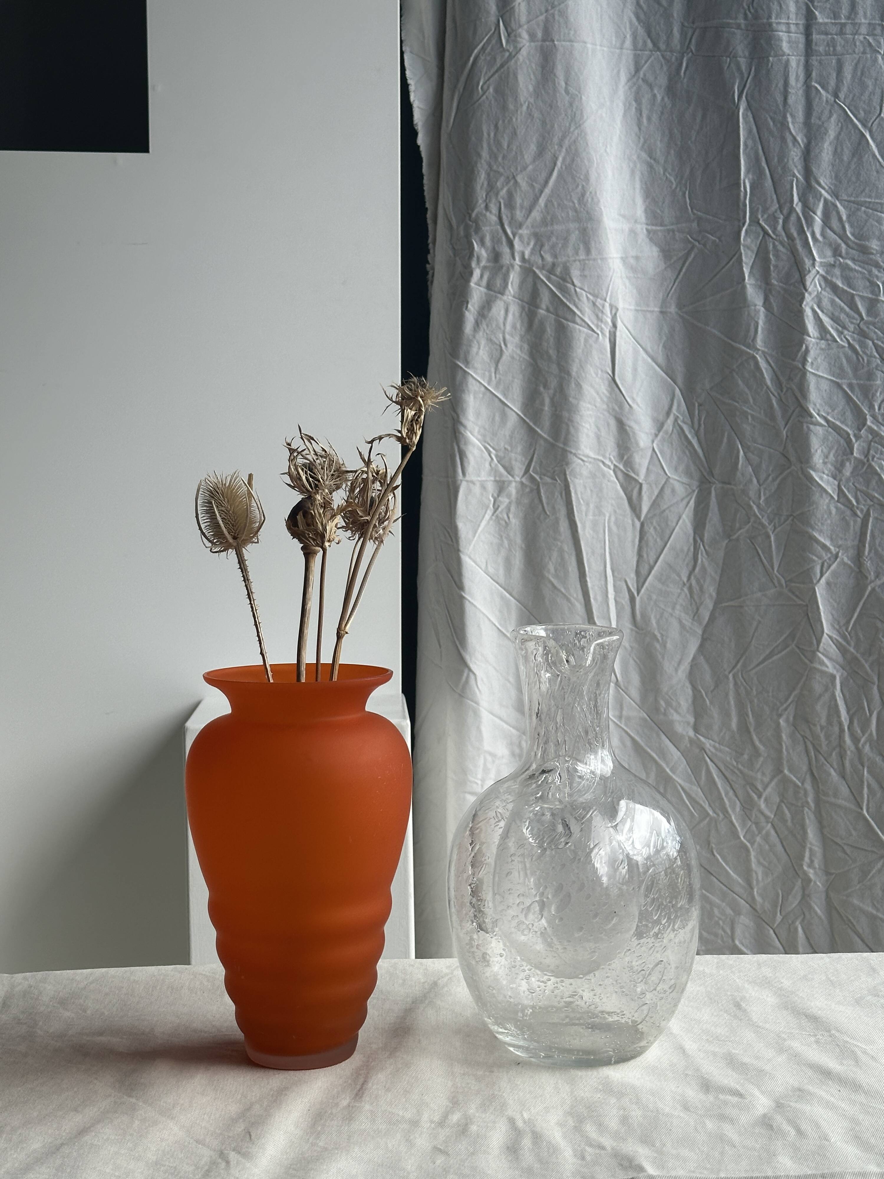 Large blown glass carafe with ice cube compartment Biot