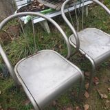 4 seventies welded tubular steel armchairs