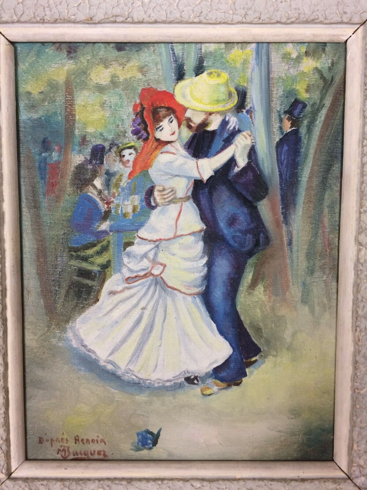 Painting La Danse à Bougival painting on wood reproduction