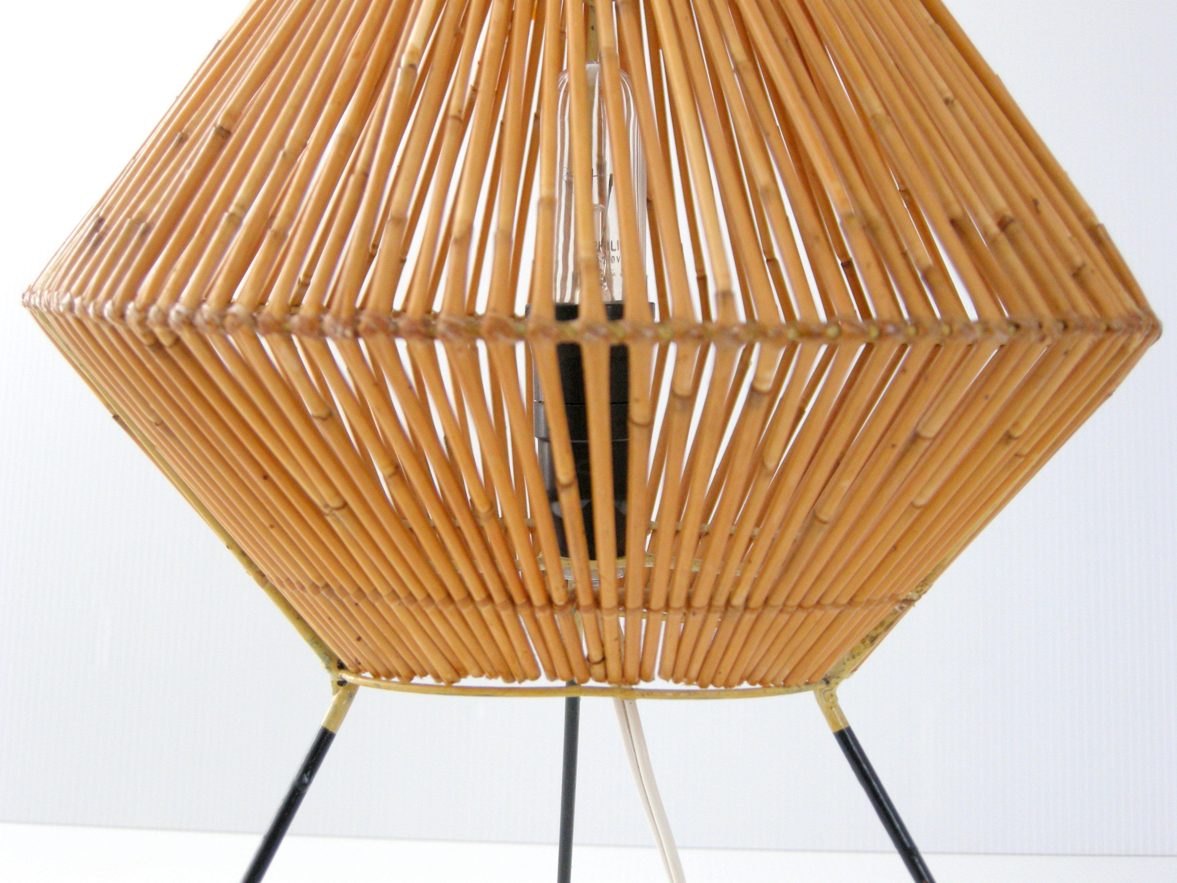 Three-year rattan lamp 1950 vintage