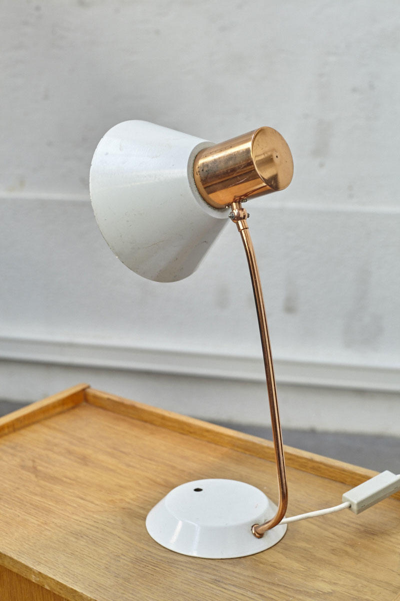White and copper vintage lamp