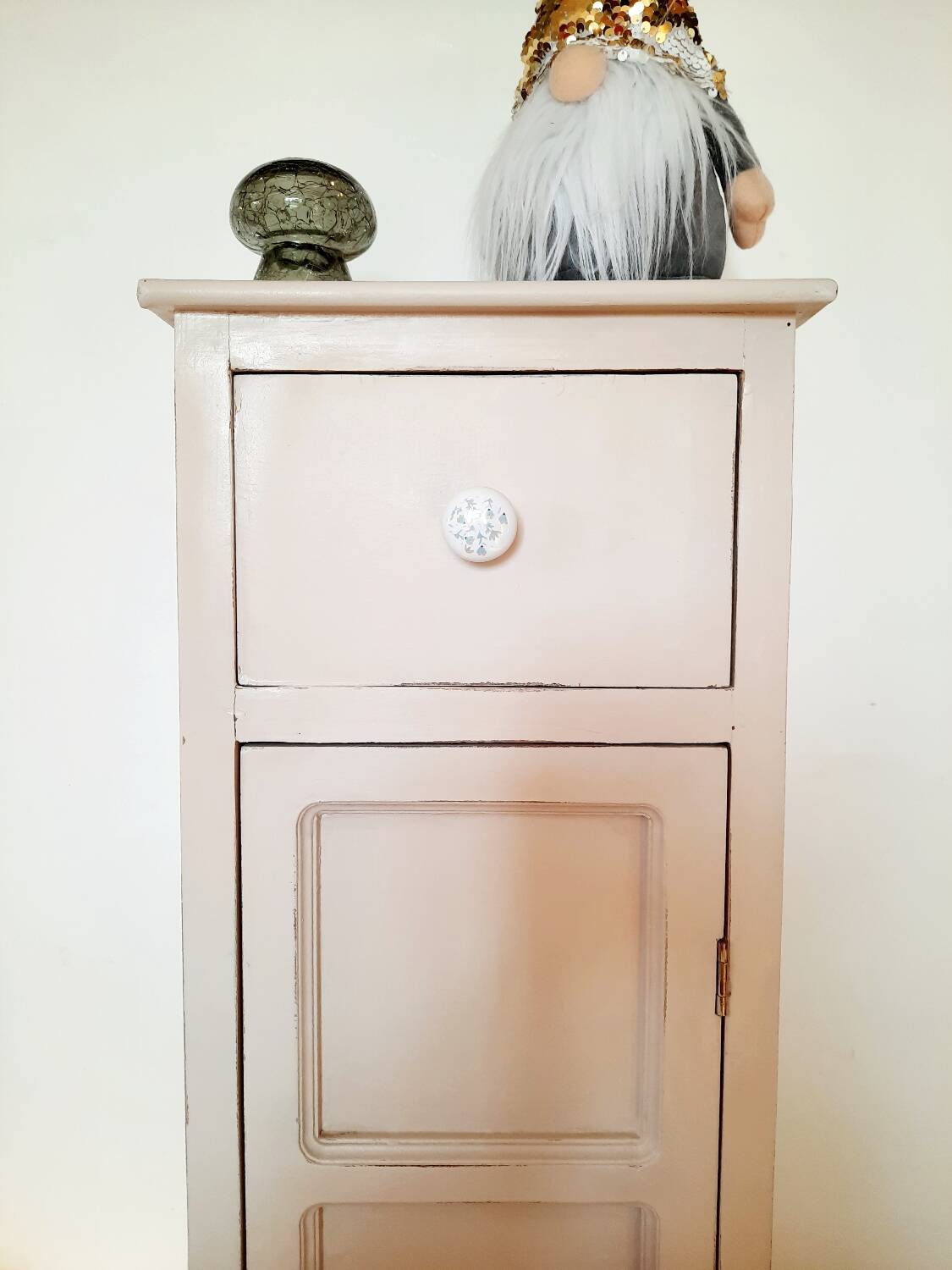Antique tall cabinet painted white
