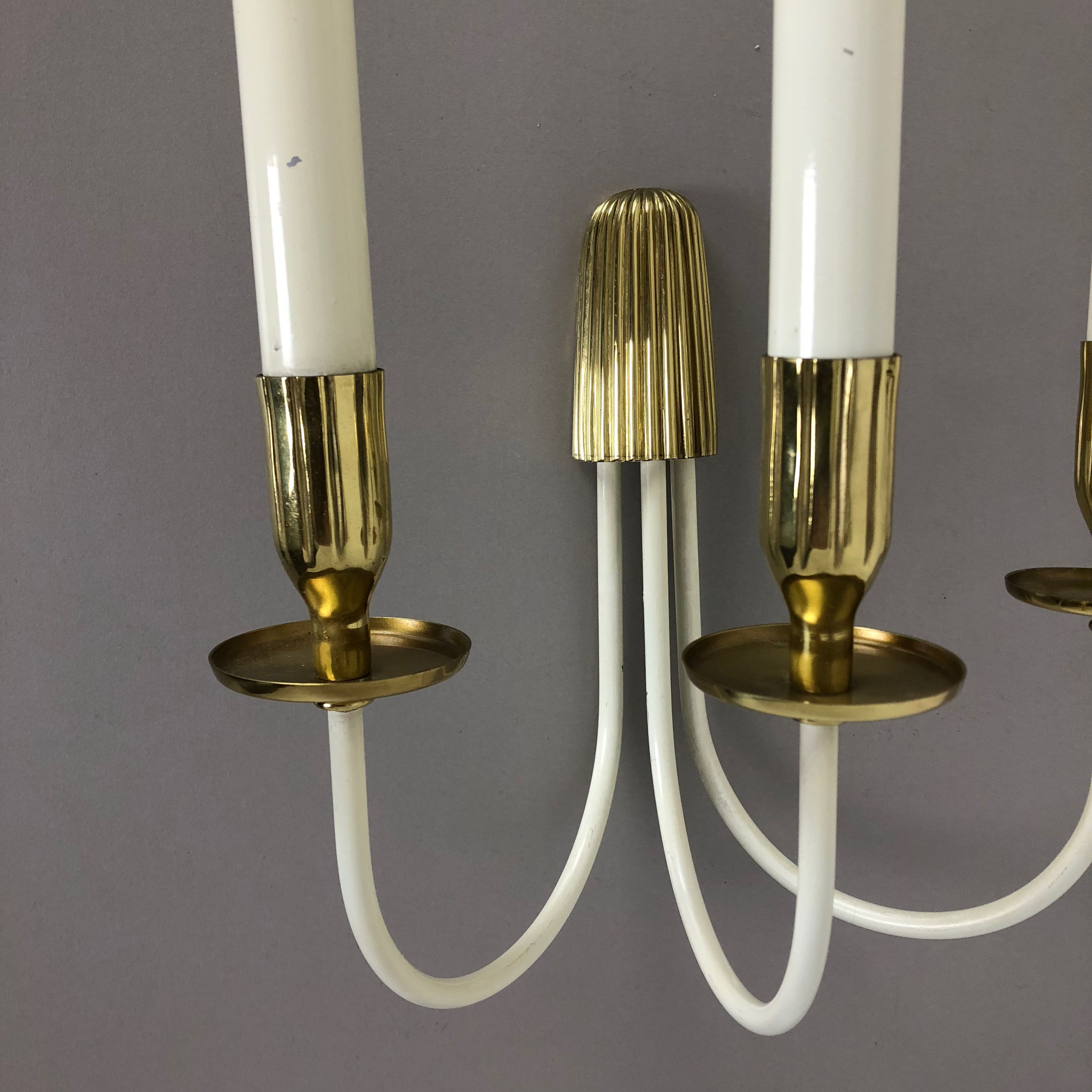 Set of 2 Original Brass Wall Lights Vereinigte Werkstätten München, Germany 1950