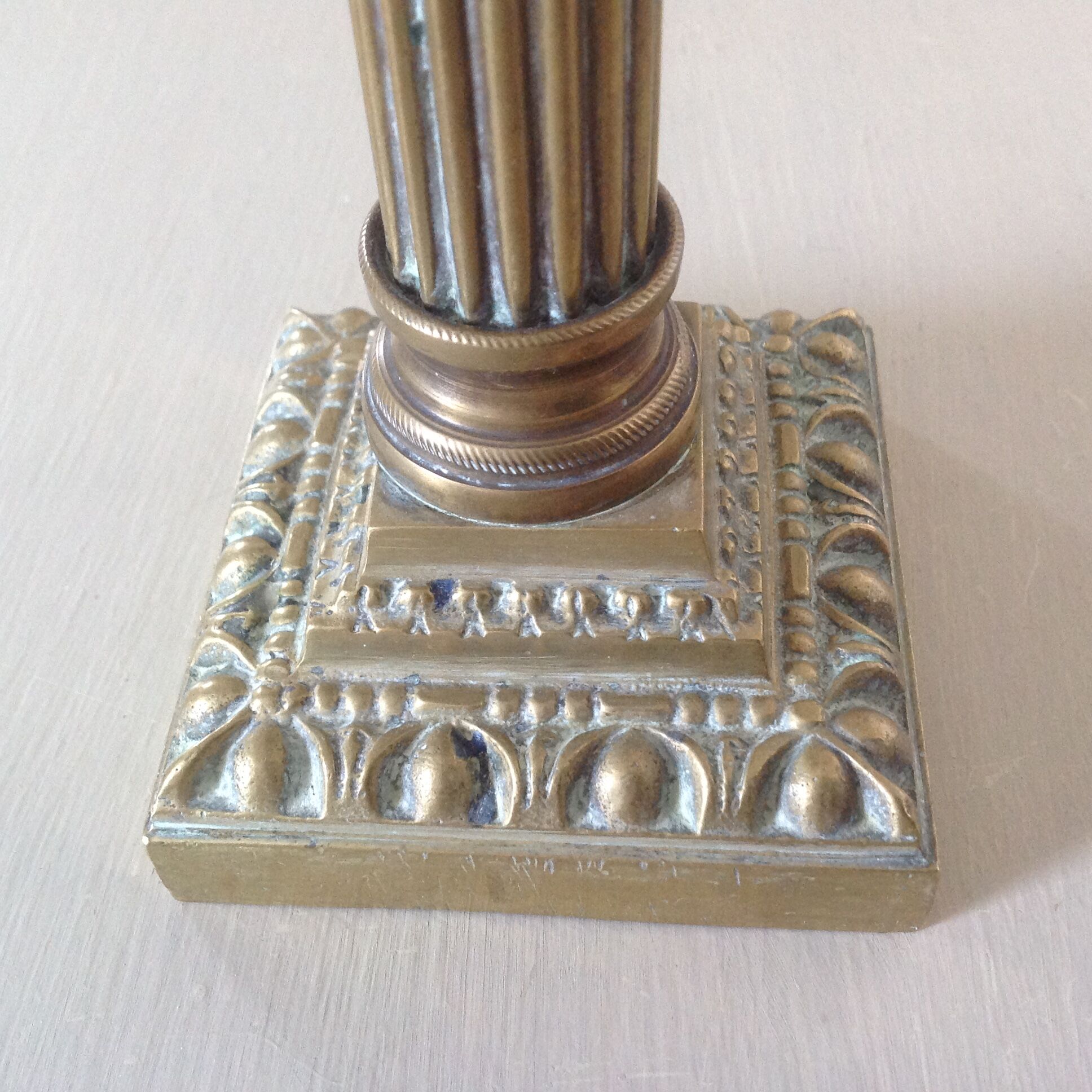 Duo of bronze candlesticks