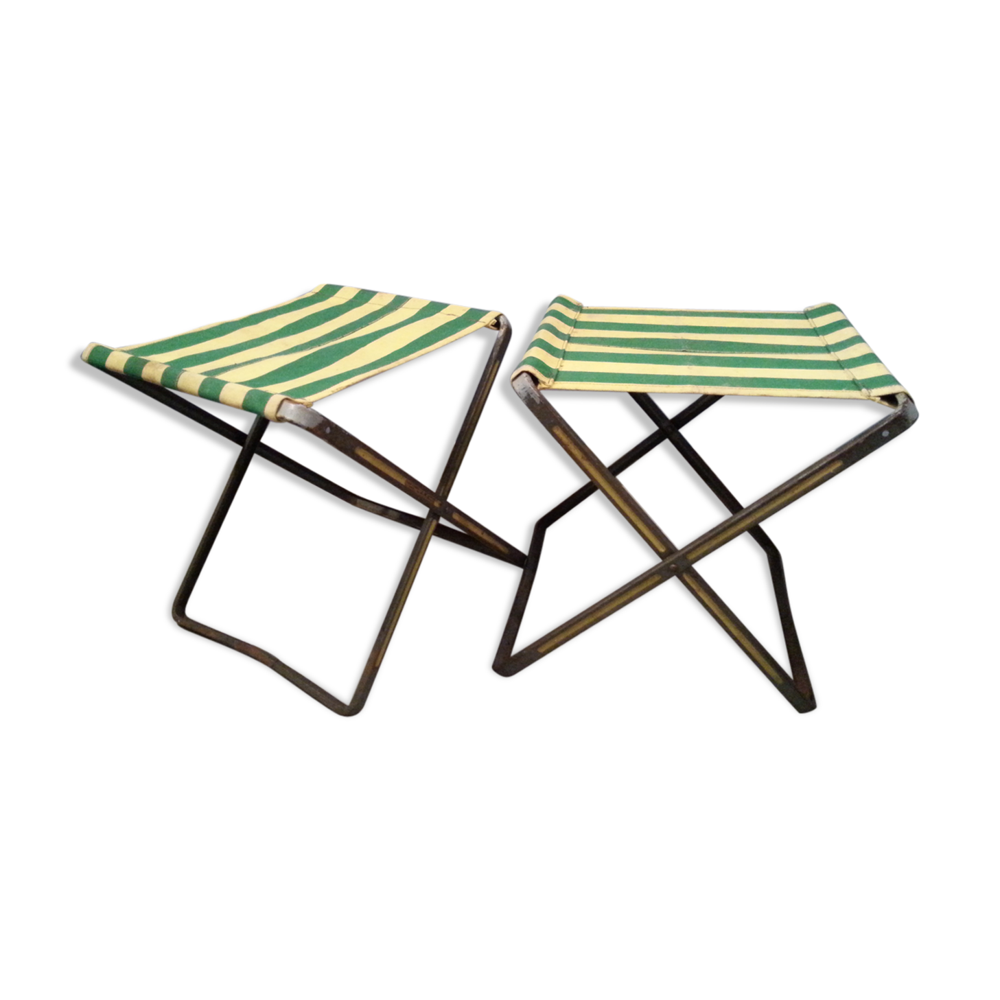 Lot vintage metal foldable stools