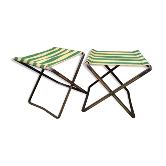 Lot vintage metal foldable stools