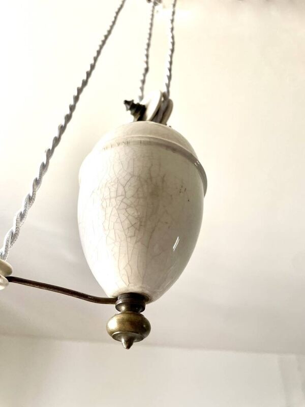 Suspension à poulie corolle opaline monte et baisse 1900