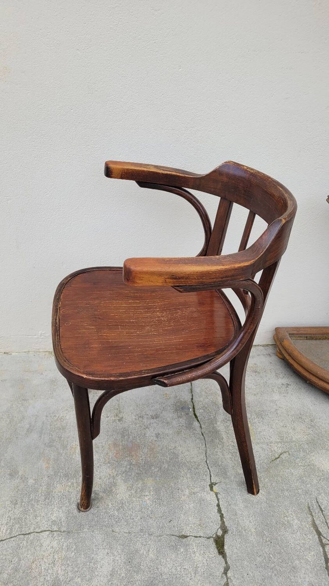 Office chair signed Baumann bistro style curved wood - 1930s