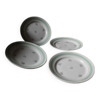 Lot of quattre plates Lunéville - sweet green edging