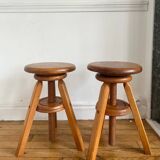 Pair of solid wood screw stools
