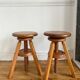 Pair of solid wood screw stools