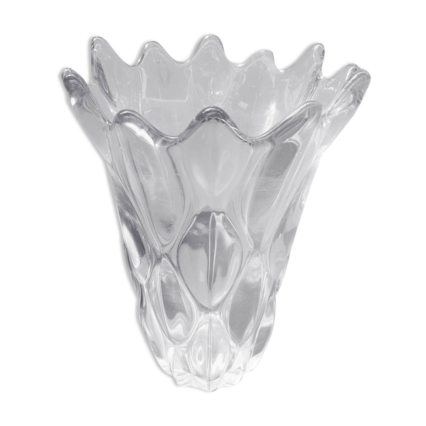 Old transparent molded glass vase bubble shape vintage decoration