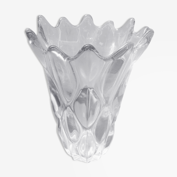 Ancien vase verre moulé transparent forme bulles décoration vintage
