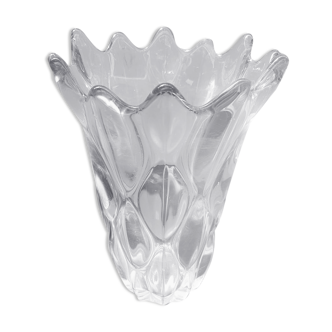 Old transparent molded glass vase bubble shape vintage decoration