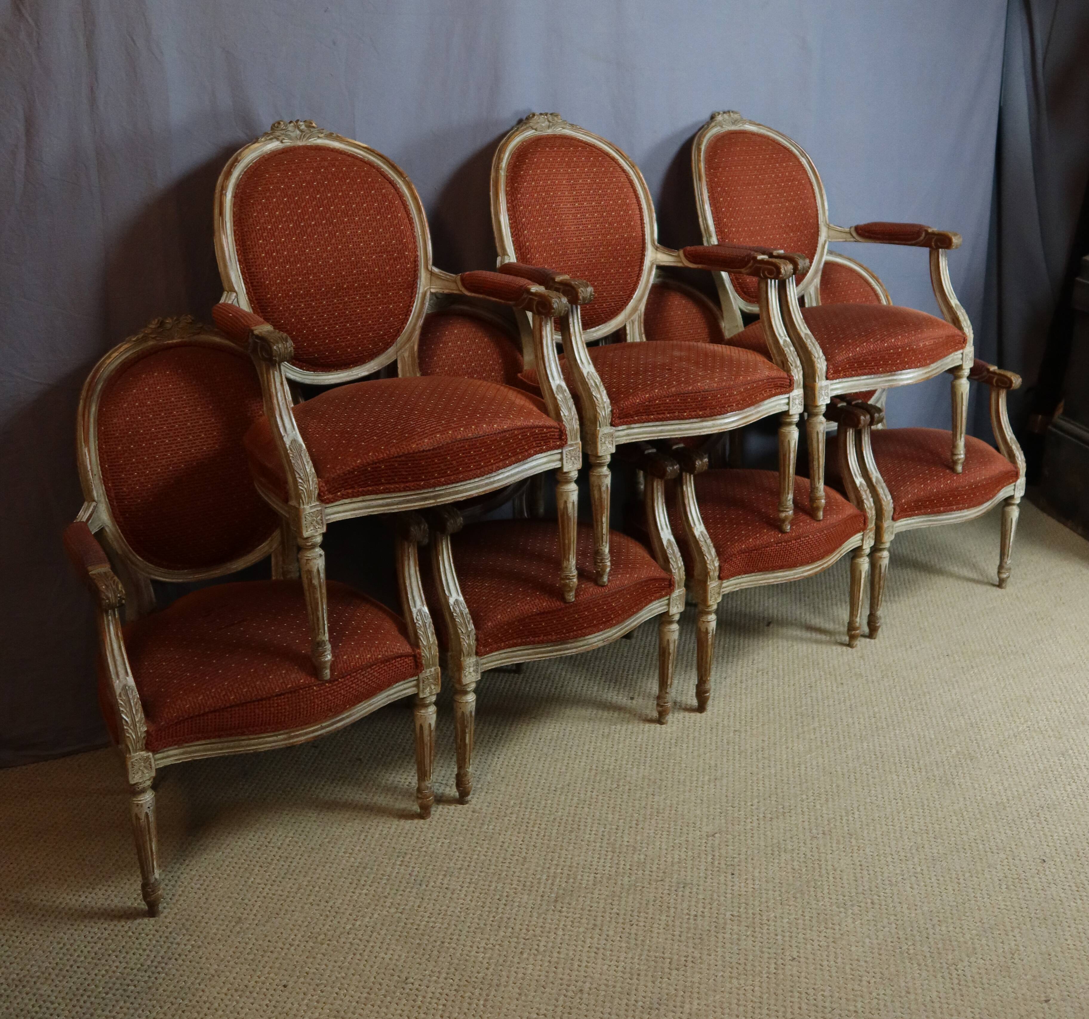 fauteuils Louis XVI série de sept