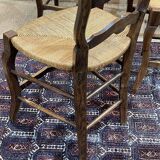 Set of 6 Louis XV style ash chairs with straw seats, from the 1950s