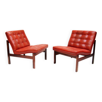 Two Danish Rosewood Lounge Chairs by Ole Knudsen For France & Son