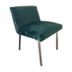 Chaise vintage en velours vert et pieds chromés