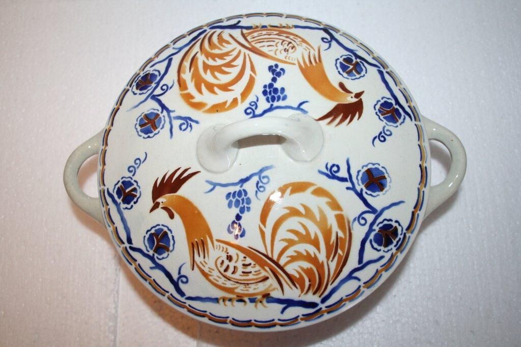K & G Lunéville pattern gold Rooster tureen