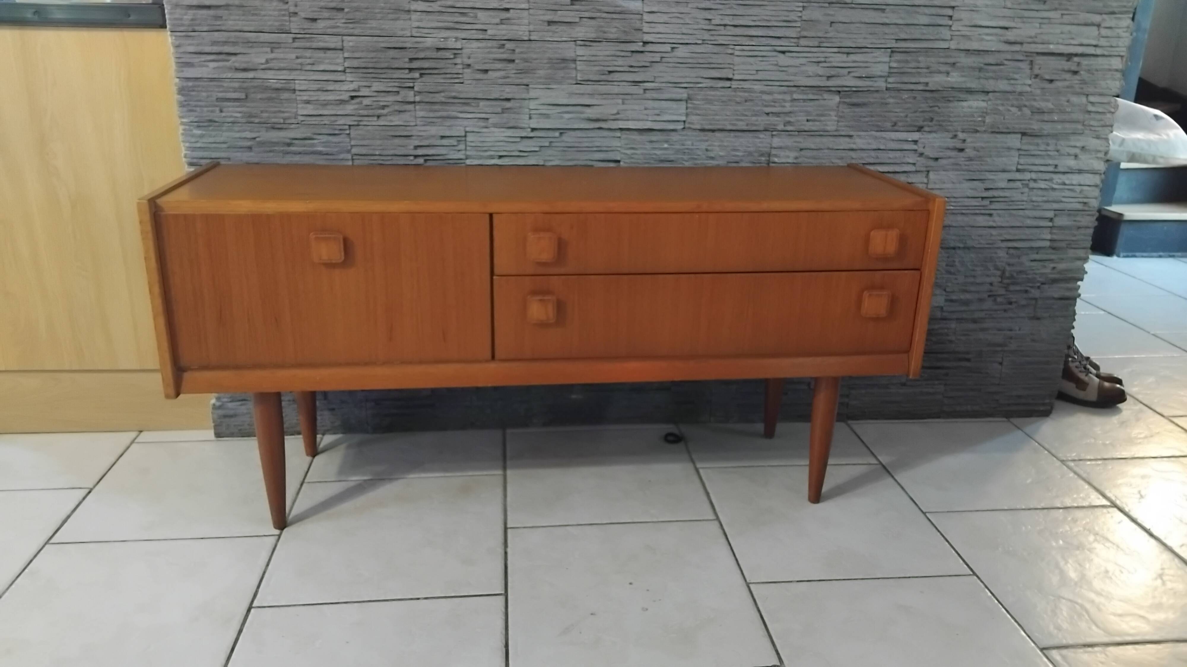 Small vintage Scandinavian teak sideboard