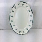 Plat ancien de forme ovale made in france Digoin Sarreguemines ,décor fleurettes vertes