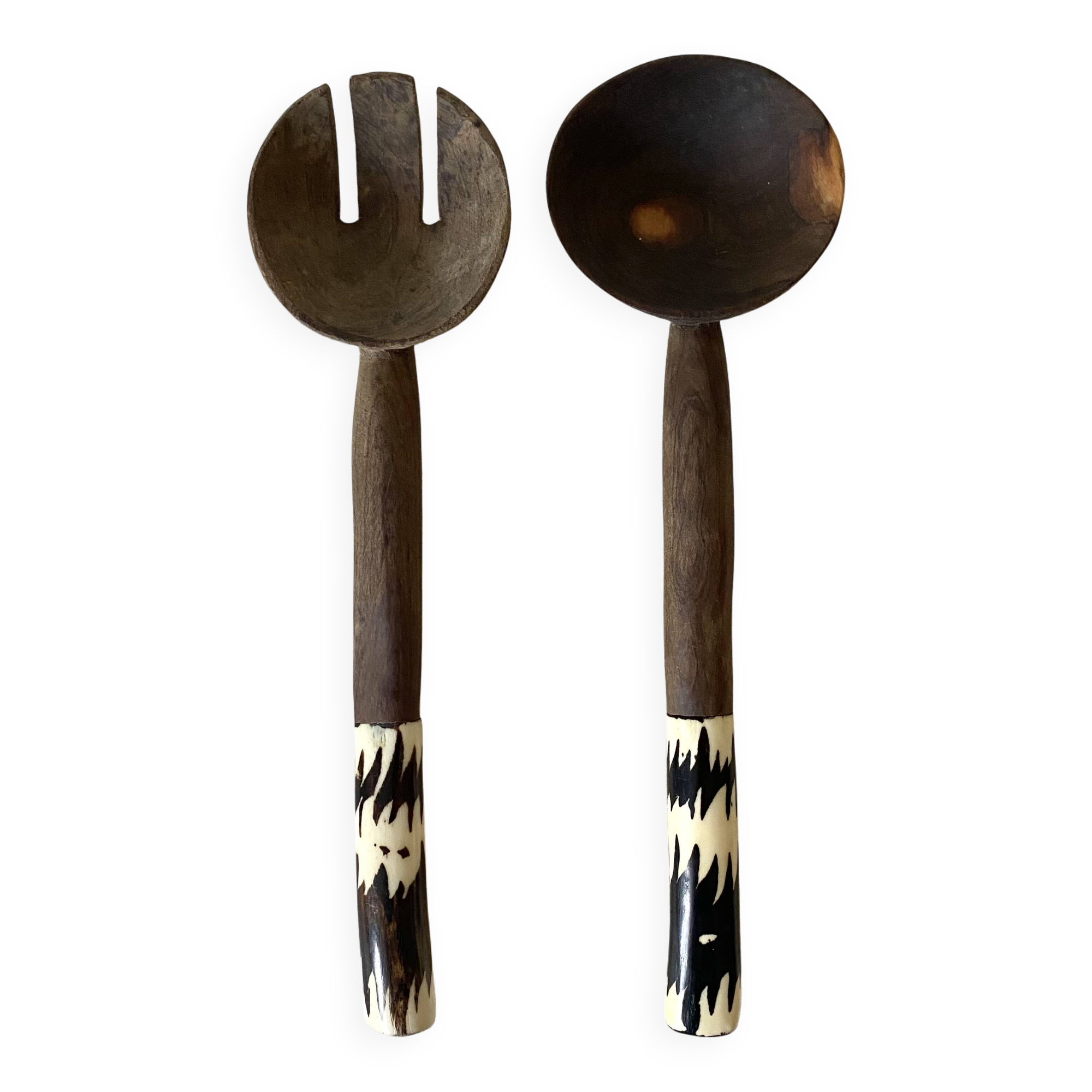 Couverts à salade en bois et corne