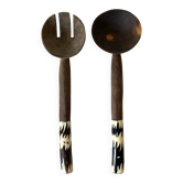 Wooden and horn salad servers