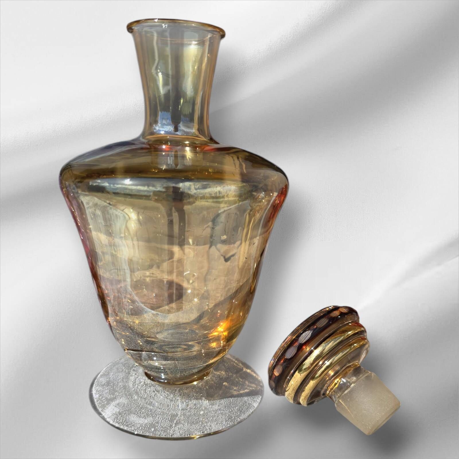 Harlequin liqueur/cognac decanter and 6 glasses, 1950s