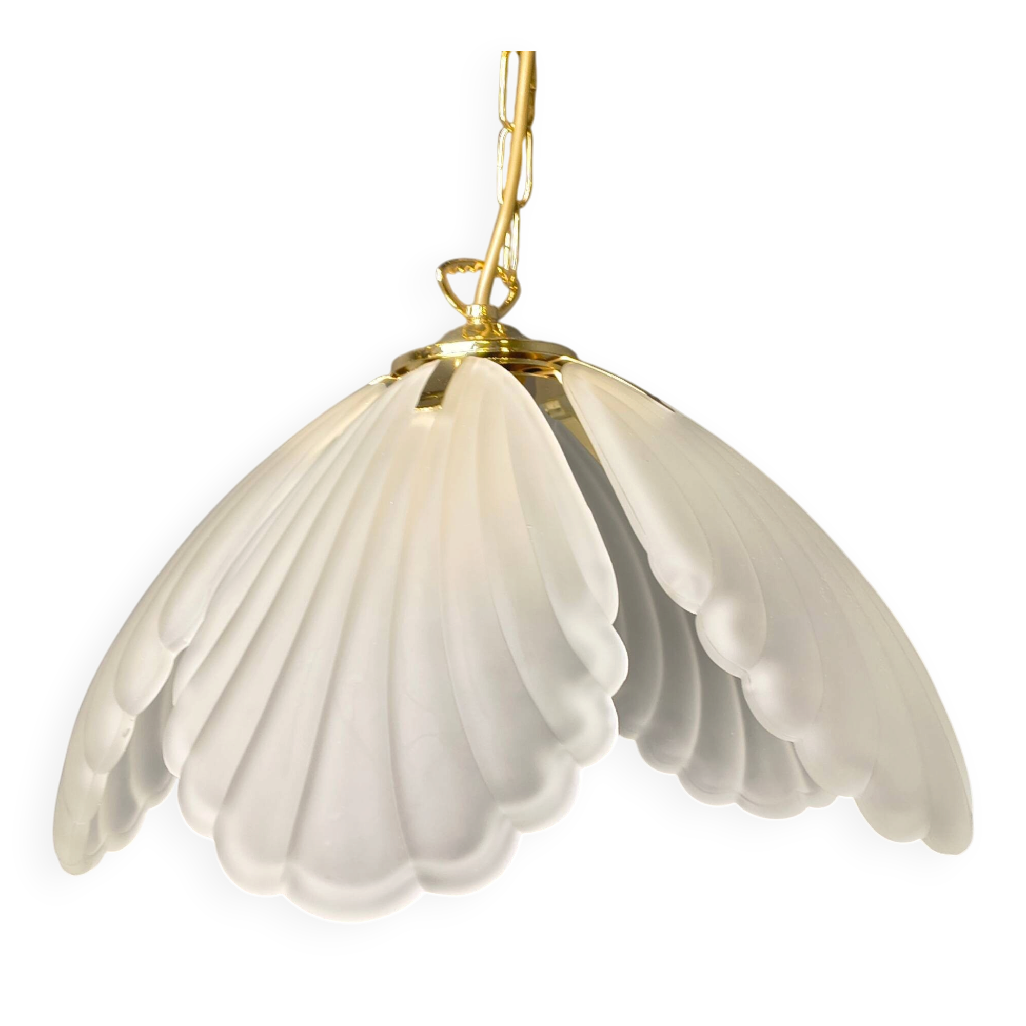 Vintage Italian glass and brass chandelier, 1970s
