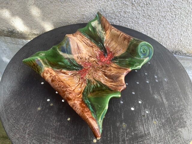 Vintage vallauris style glazed ceramic fruit cup