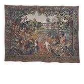 Tapisserie vintage de style Aubusson fabriquée en France avec étiquette