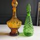 Pair of vintage Empoli style carafes from the 70s.