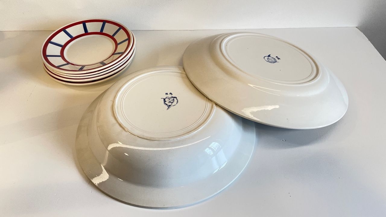 Set of 7 ceramic dishes hbcm béarn france