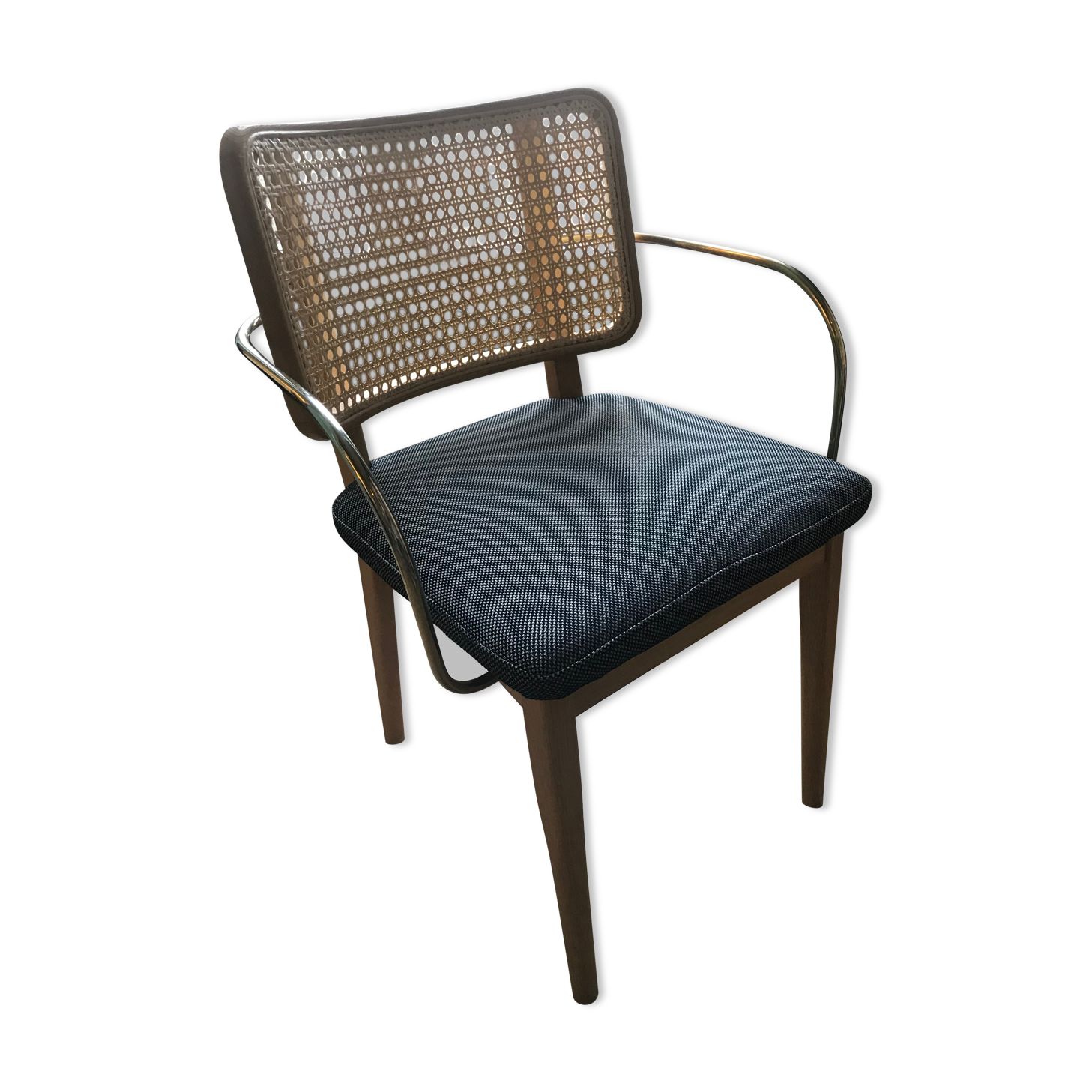 Canenage chair with armrests caviar fabric