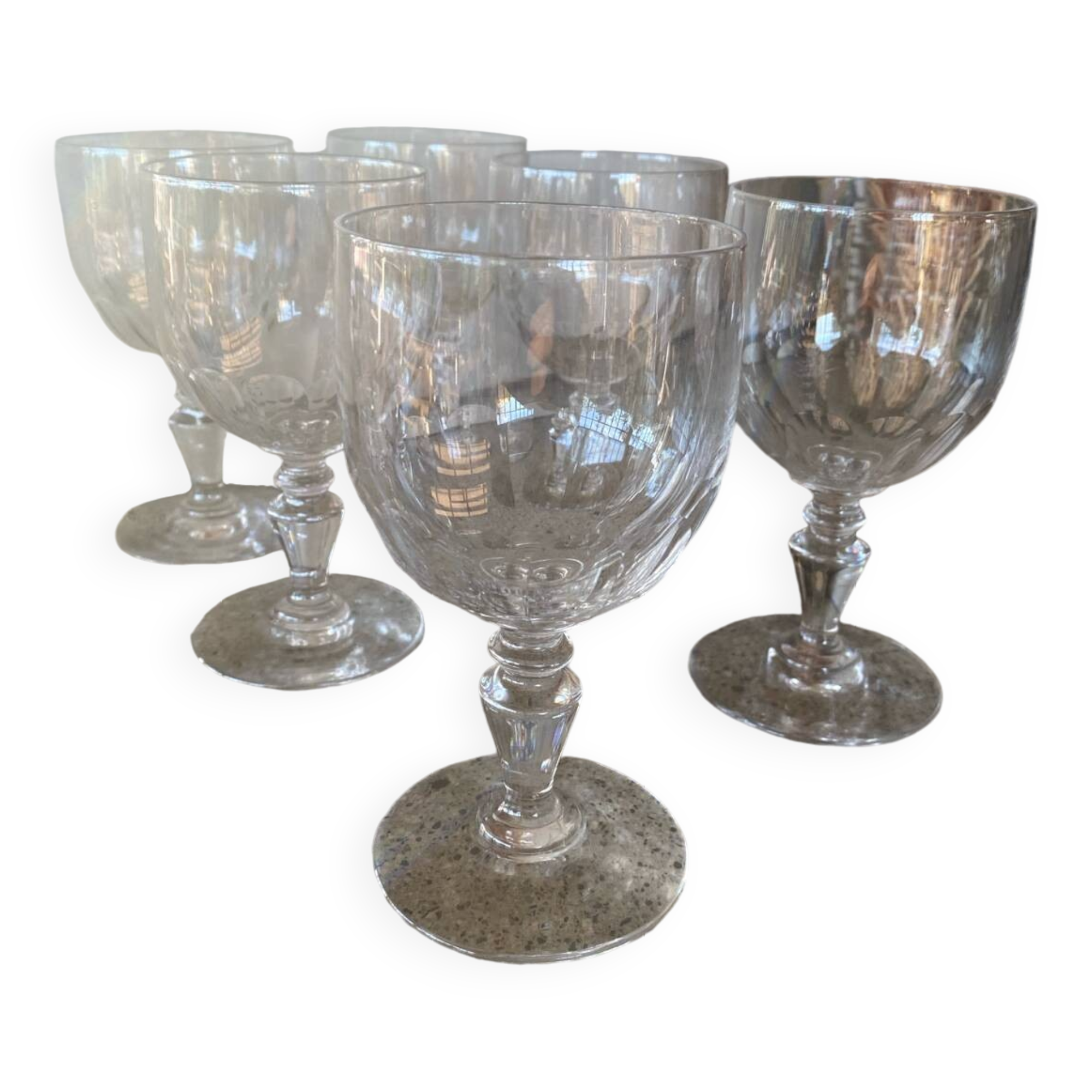 Set of 6 large Baccarat crystal wine glasses, balloon model
