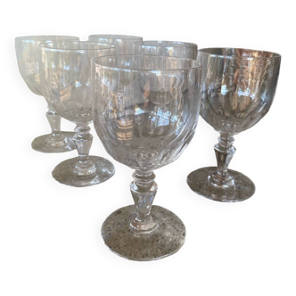 Set of 6 large Baccarat crystal wine glasses, balloon model