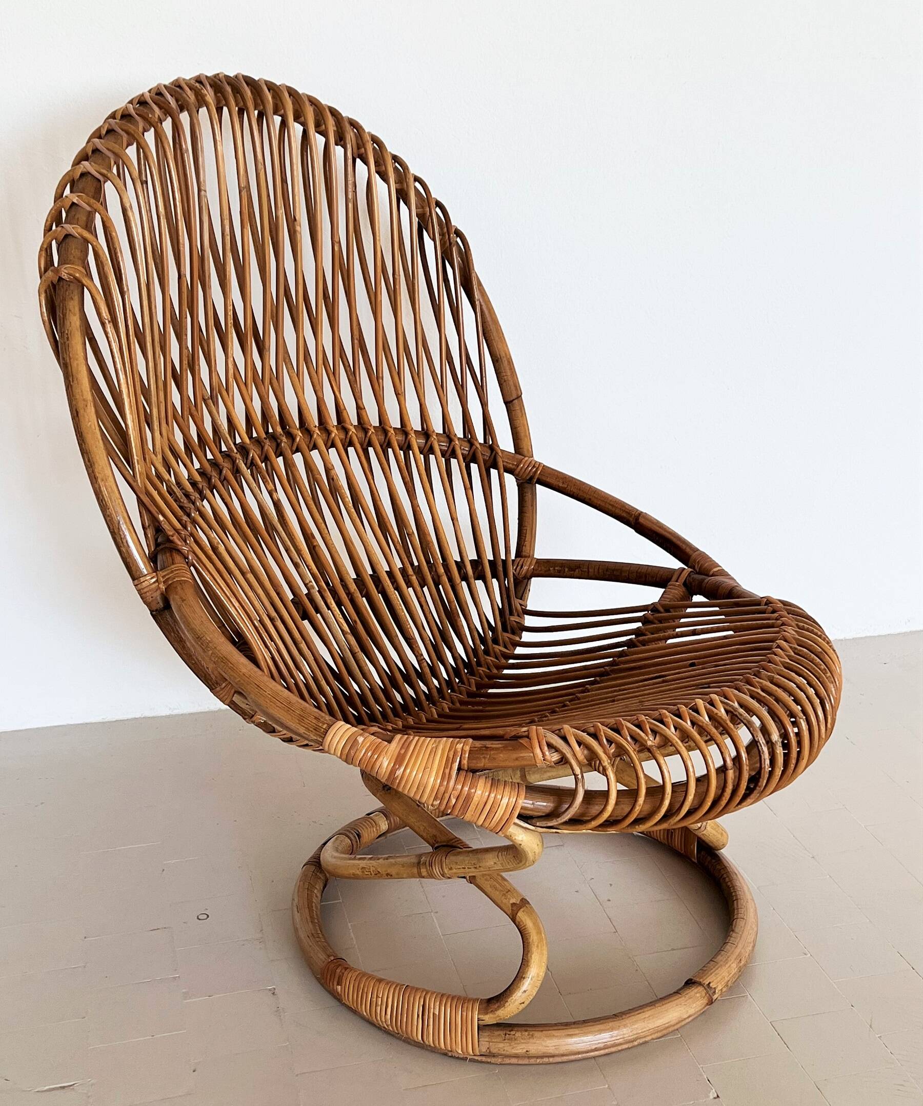 Giovanni Travasa for Bonacina Bamboo Lounge Chair, 1950s
