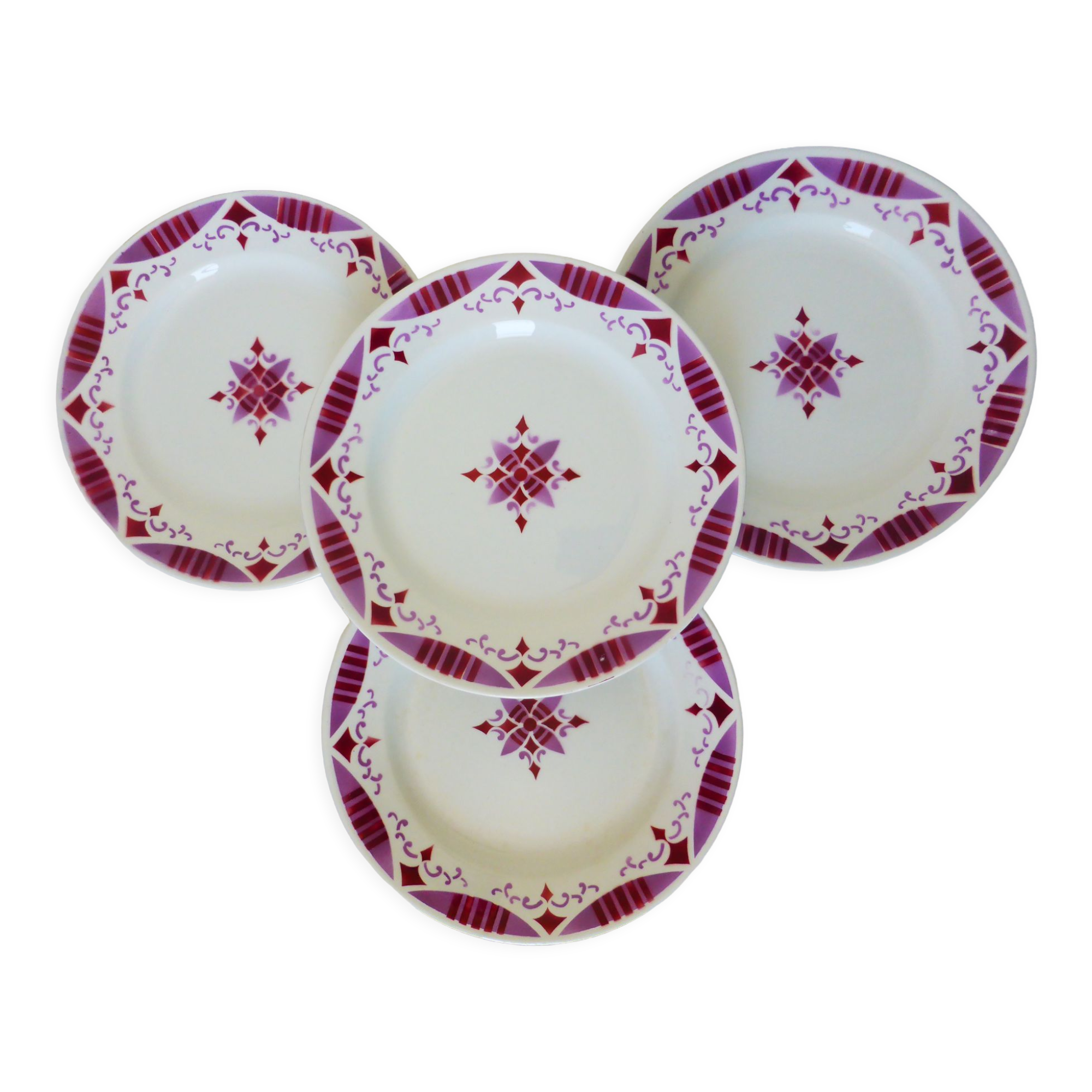4 flat plates in iron earth from the Moulin des Loups and hamage, Madeleine model 2106197