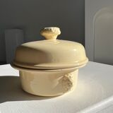 Glazed light yellow ceramic terrine