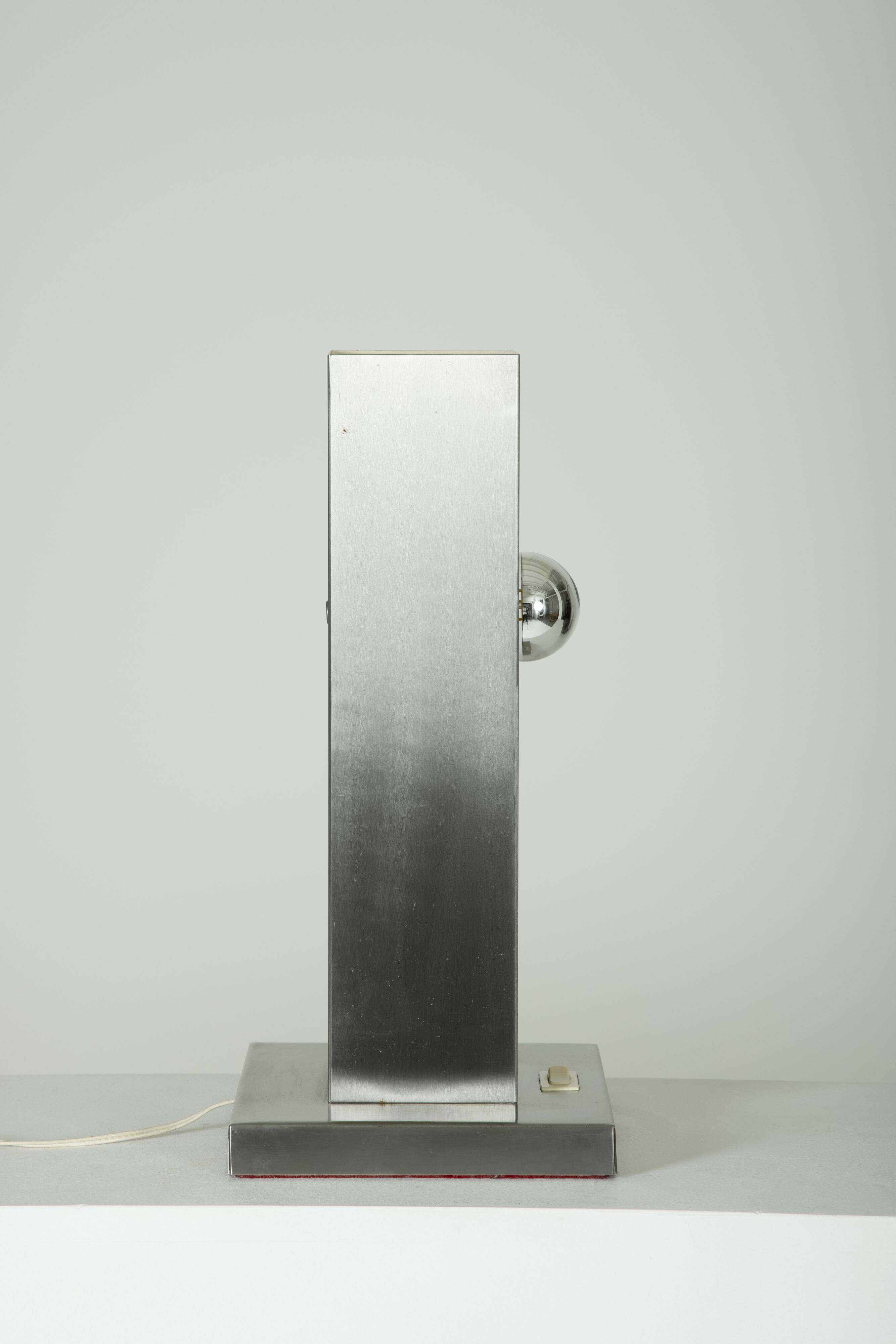 Brushed aluminum table lamp, France 1970s